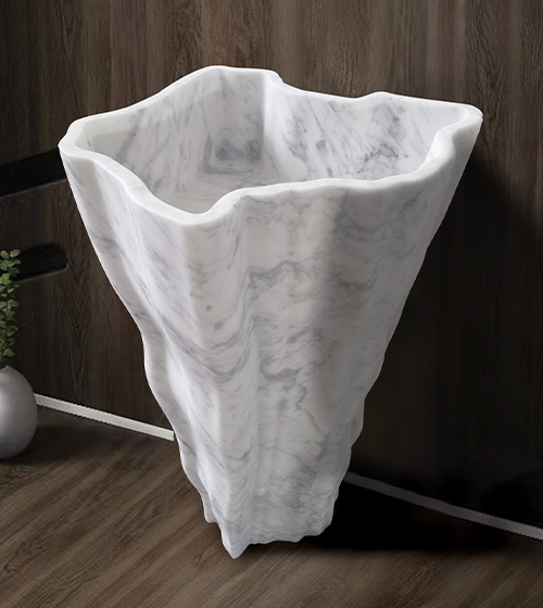 Astraea Carrara- Pedestal Wash Basin – Aquant India